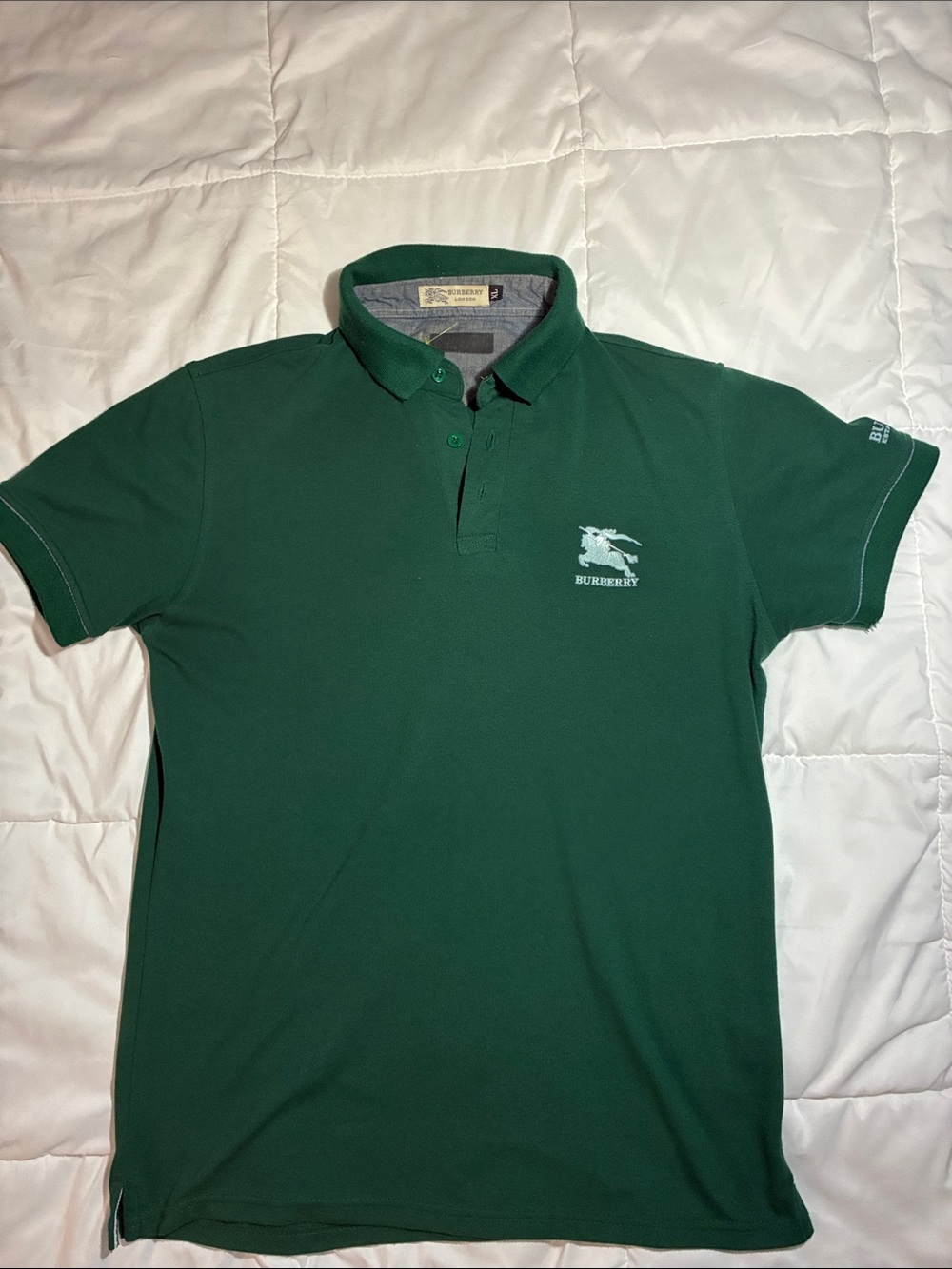 Vintage Burberry 100% cotton Women’s Dark Green Polo Shirt Size XL